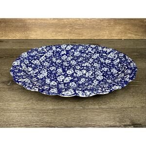 RARE Vintage Victoria Ware Ironstone Heavy Blue Floral Platter 18x12.5”